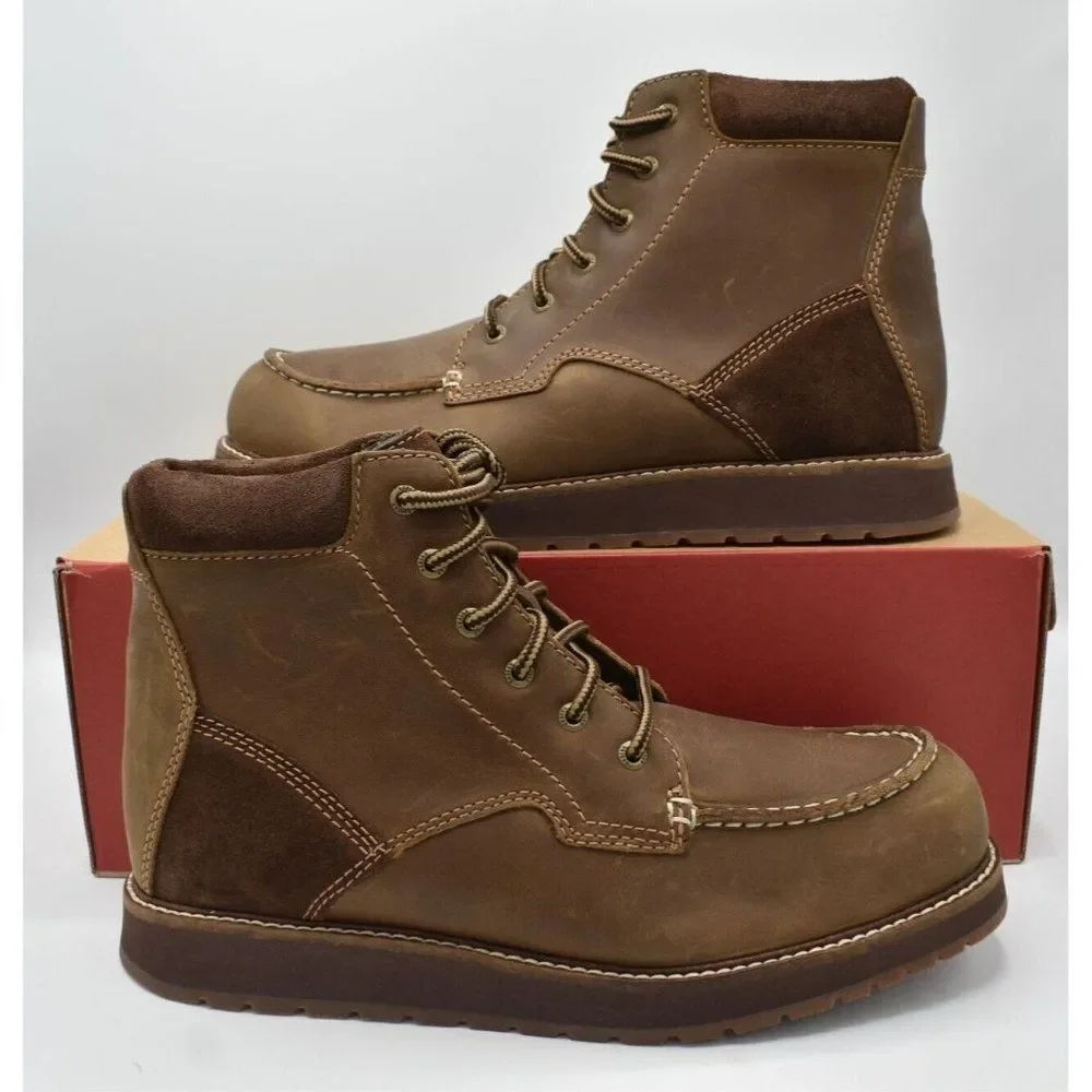 Kodiak Mens Size 10 Devick Saddleback Brown Wedge Moc Toe‎ Lace Up Boots Shoes